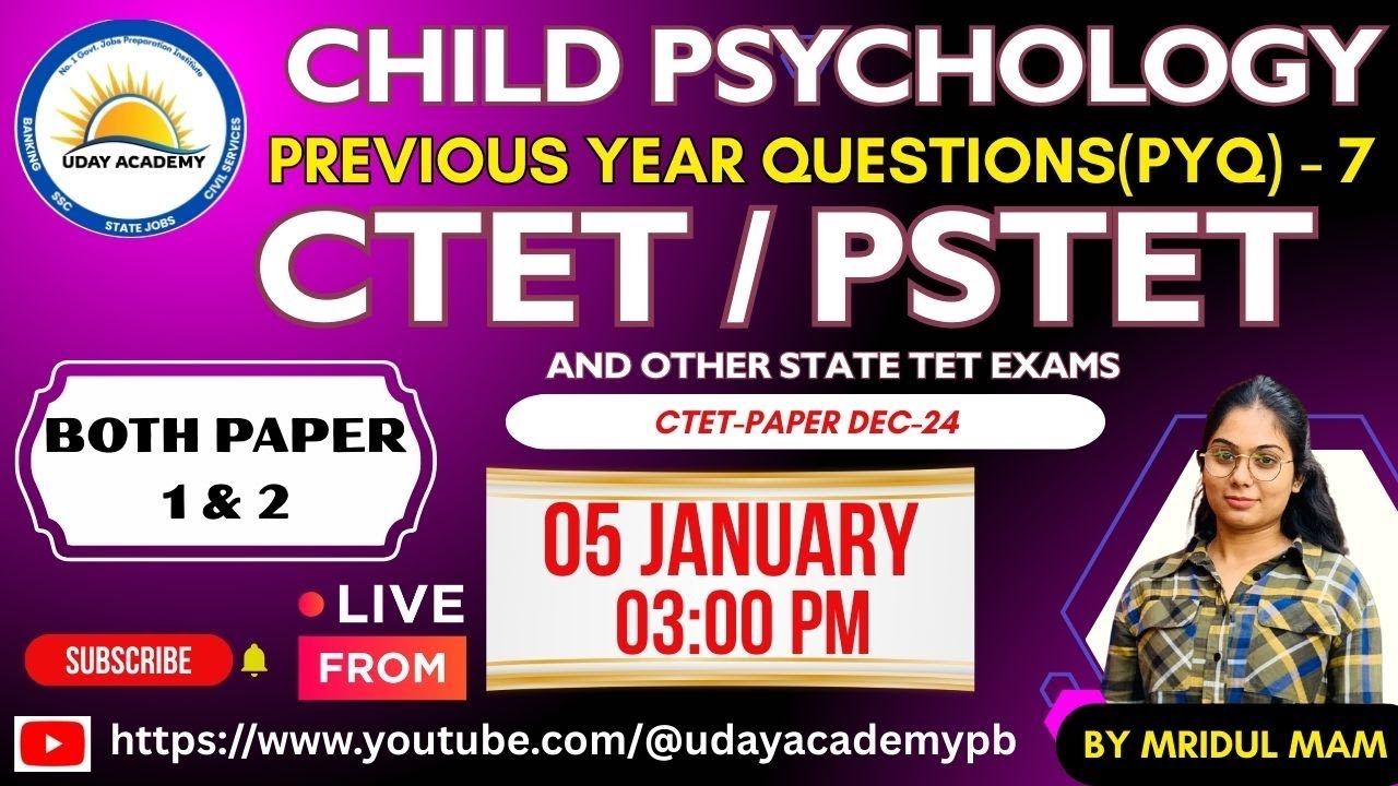 PSTET CTET | Child Psychology - 7 | Previous Year  