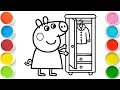 Peppa Pig and George Bed Drawing, Painting &amp; Coloring For Kids and Toddlers_ Kids Art