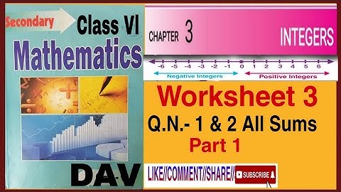DAV Class 6 Maths Chapter 3 Worksheet 3 Q.N.- 1 & 2 All Sums@skyeasymath873