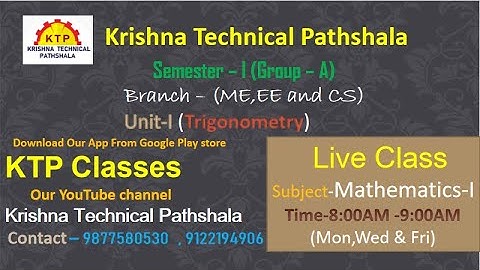 Unit-I | Trigonometry | Lecture-01|Sem-I | Group-A | Polytechnic | (SBTE Bihar)