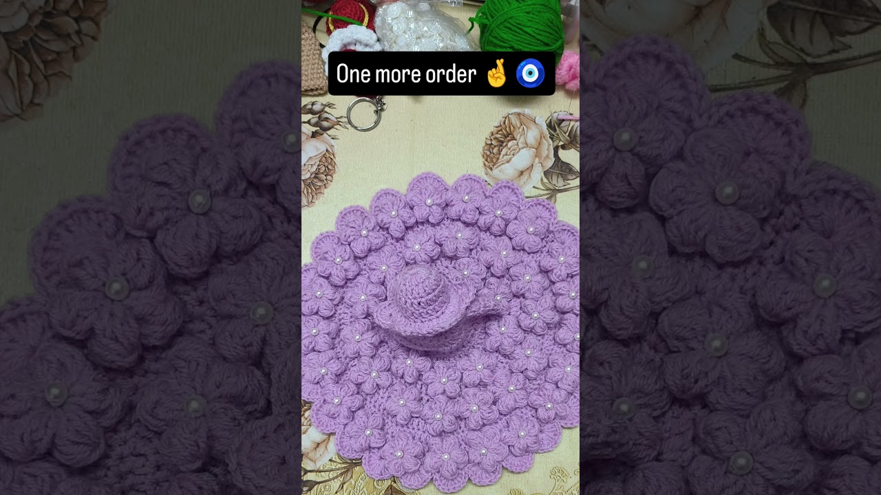 Handmade crochet flower mat 💜 Beautiful, aesthetic & perfect for home decor! ✨ #crochetcushion