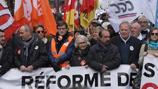 Retraites: début de la manifestation parisienne avec, en tête de cortège, les syndicats | AFP Images