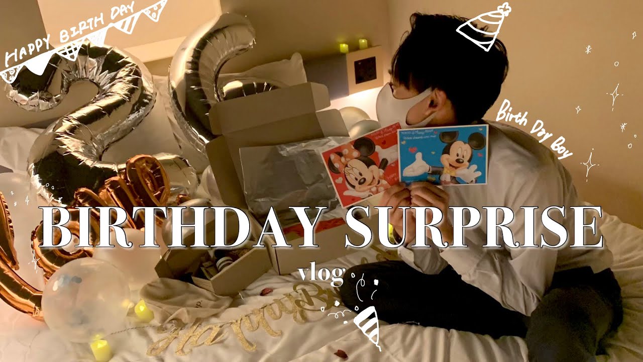 サプライズ 社会人彼氏を全力でお祝いした誕生日vlog 100点満点の反応はこちらです Youtube