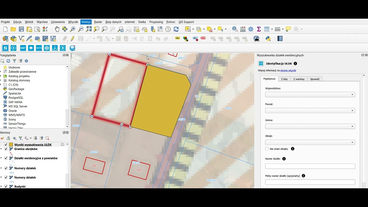 Granica dziaki i punkty graniczne w QGIS