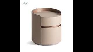 Cylinder Drum Nightstand | Modern Round Bedside Table with Drawers | EKAR Furniture HCCB240 screenshot 2
