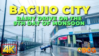 Baguio City Drive on the 9th Day of Monsoon | 4K Drive on a Rainy Morning in Baguio City