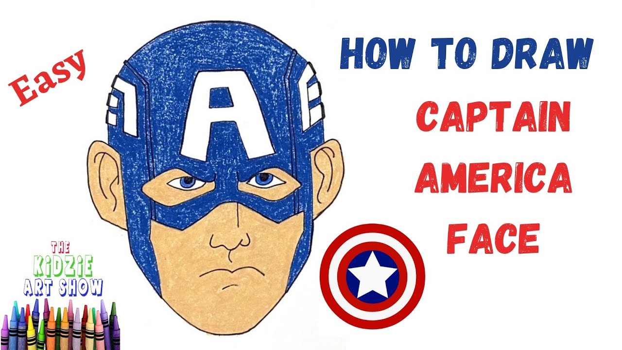 How to draw Captain America face step by step easy. Super