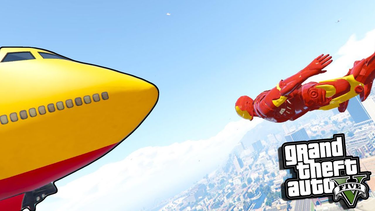 GTA 5 Mods Funny Moments - IRON MAN VS ANGRY PLANES MOD!