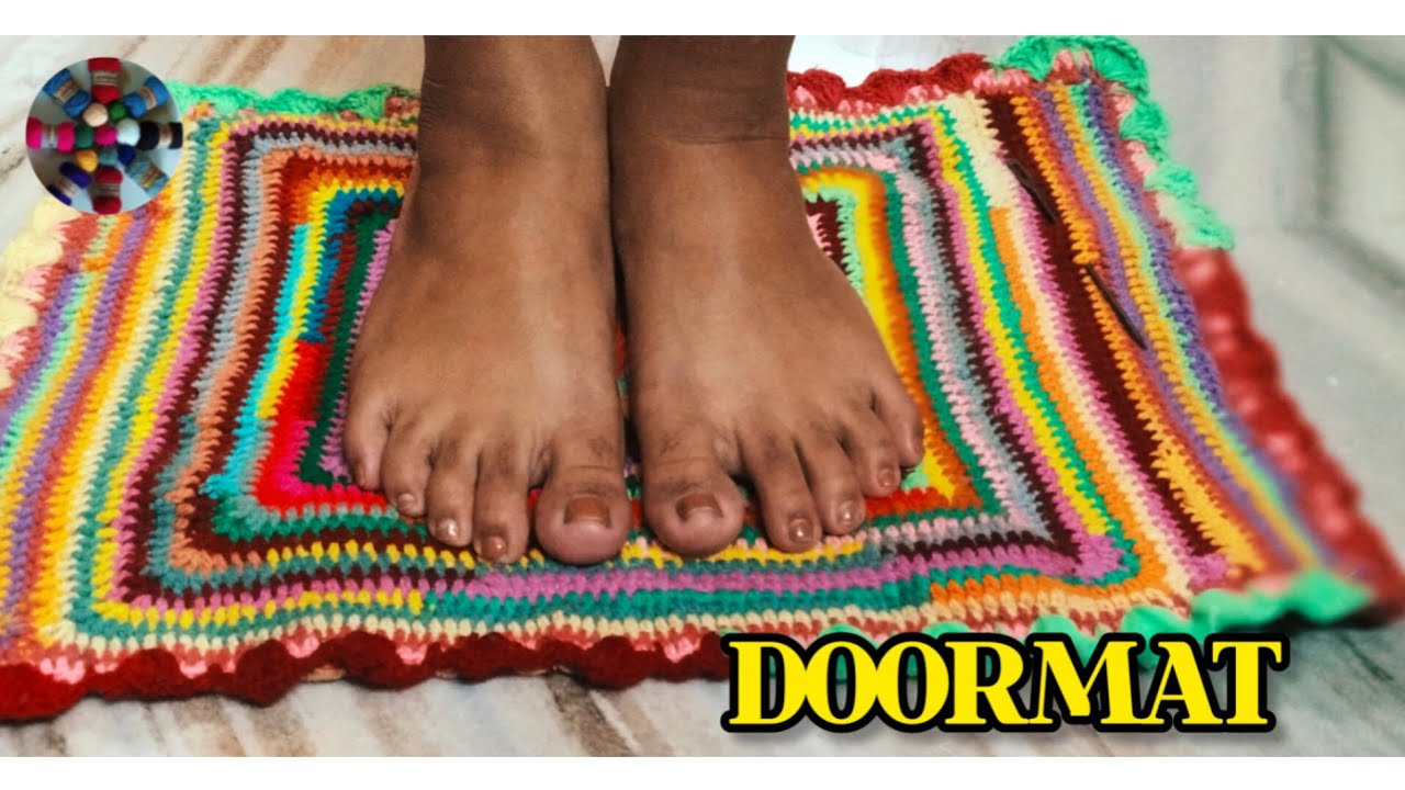 Woolen work : Crochet Doormat Design/ amazing Woolen  Doormat Design With mix Colours/ FANTASY_ 99 