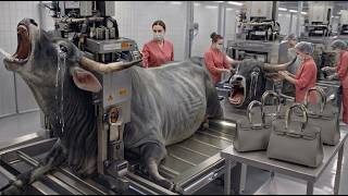 Inside Grey Brahman Bull Factory 😱 | White Horn & Premium Hide to Luxury Products (Full Process)