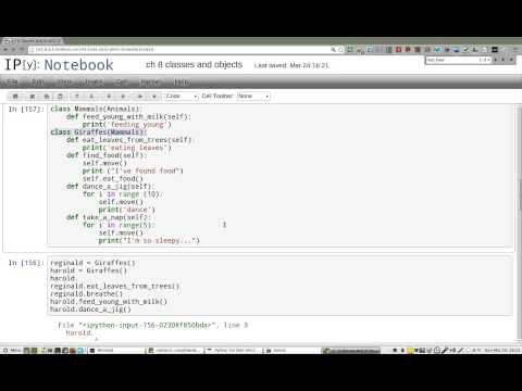 ipython3 notebook classes functions and attributes issue (and the v. should be in help)