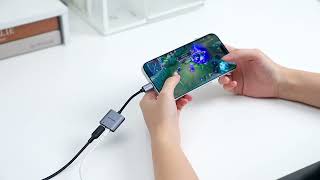 【BIG】USB-C ⇒ 3.5mmオーディオ&USB-C充電 2-in-1 アダプター 0.1m DAC搭載 PD60W コットン編組 グレー アルミニウム合金 / VENTION