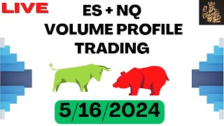 🔴LIVE: May 16th $ES + $NQ Trading with Volume Profile, ATAS - Apex Funded Traders 140/200