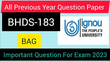 BHDS-183 All Previous Year Question Paper || BHDS-183 Previous Year Question Paper ||BAG ||IGNOU