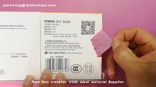 Red Non transfer VOID label material Supplier