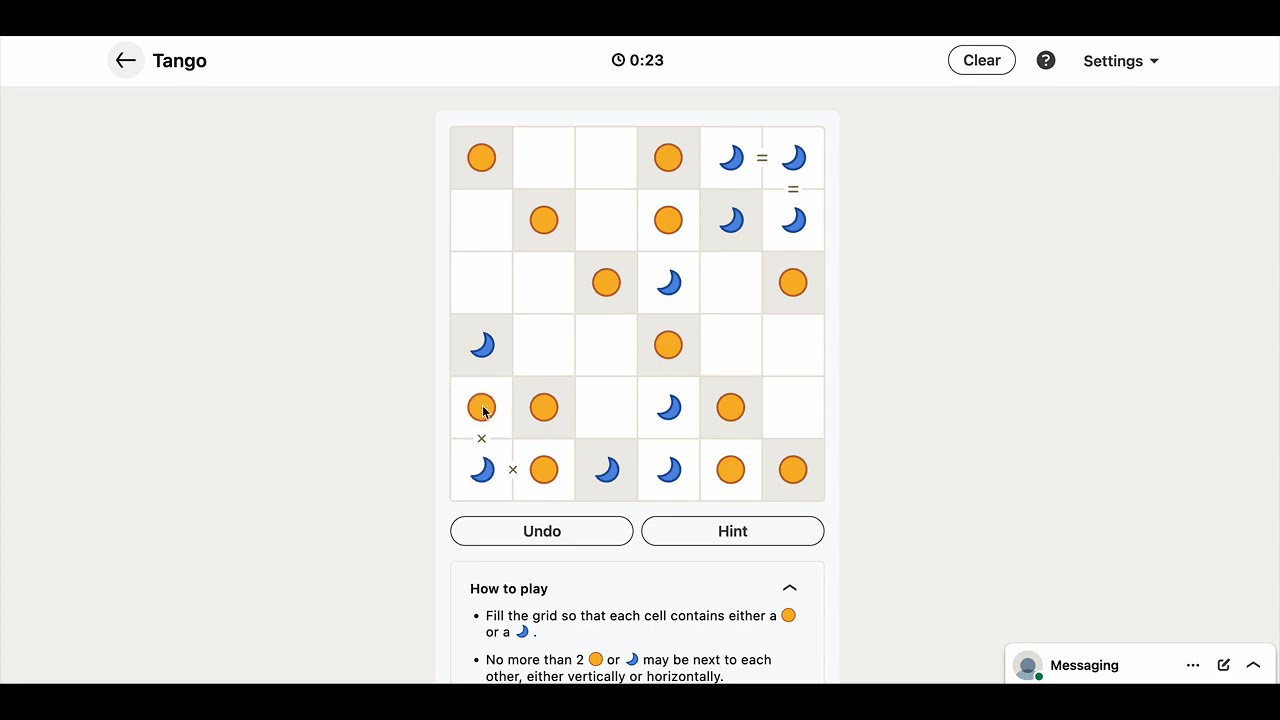 LinkedIn Tango #231 Today's Answer