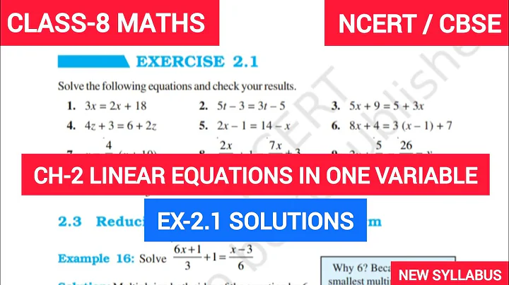 Class-8 Ex-2.1 Ch-2 LINEAR EQUATIONS IN ONE VARIABLE | Class 8 Maths NCERT | NEW SYLLABUS 2024