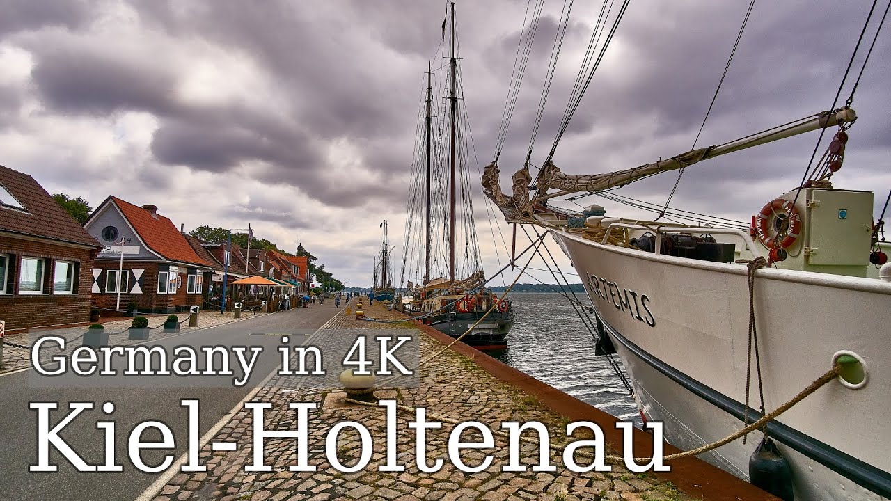 【4K】Germany - A relaxing walk along the Kiel Canal towards the Holtenau Lighthouse in the morning