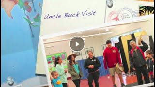 Uncle Buck visiting with high school students