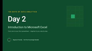 Data Analytics Course | Day 2 | Introduction to Microsoft Excel for Beginners