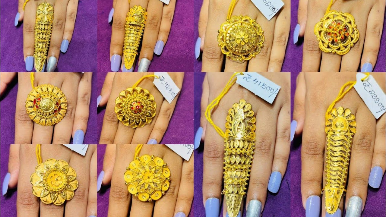 Gold finger ring designs with weight and price//Light weight ladies gold ring//Gold ring designs
