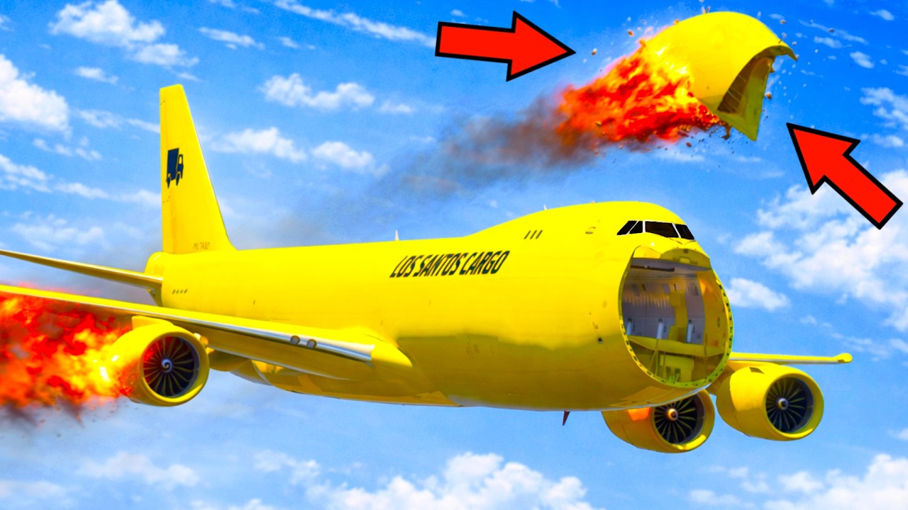 Airplane Loses Front Cargo Section And Makes Emergency Landing At The Airport | GTA 5