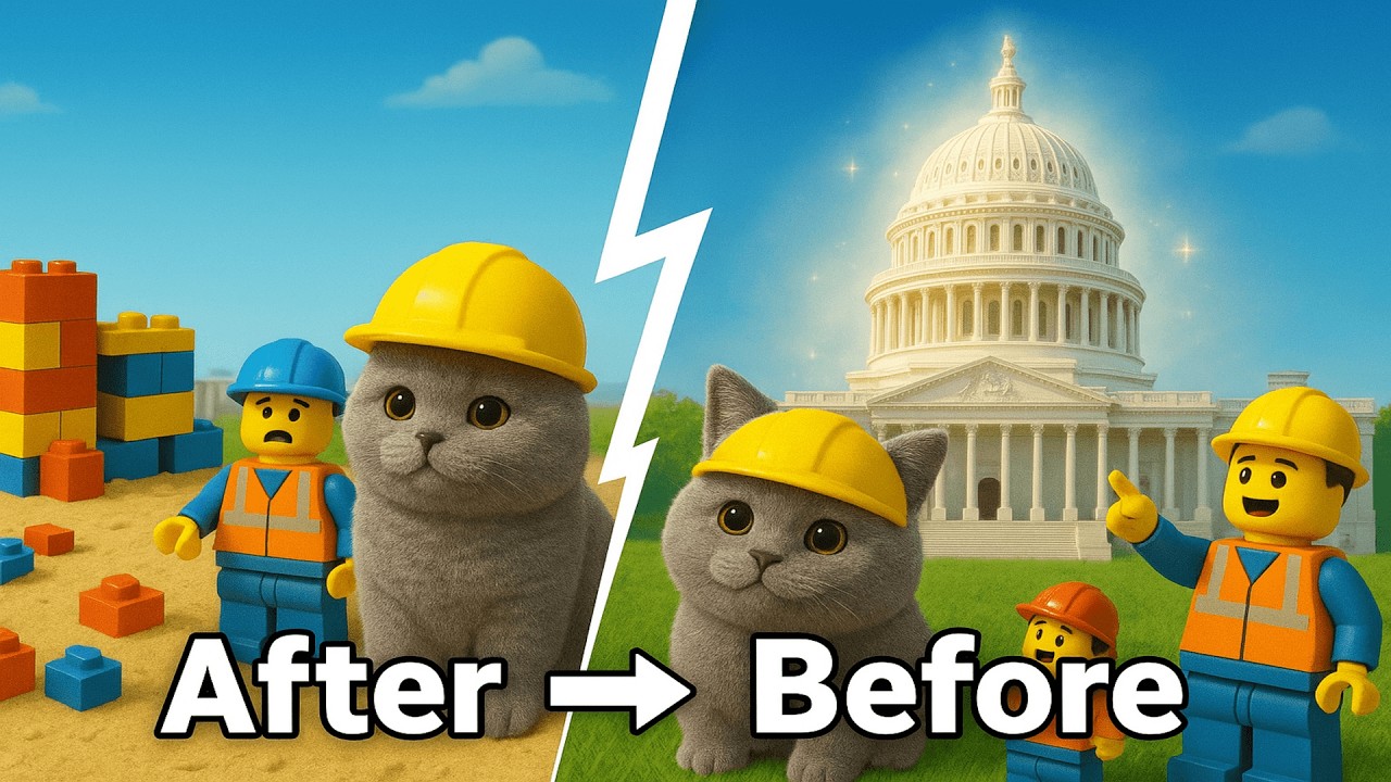 Здание Капитолия LEGO с милым котом