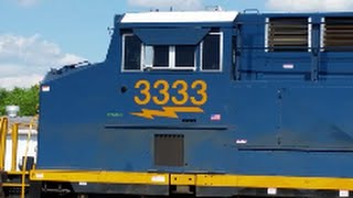 [CSX]5485 ES40DC & 3333 ET44AH 4th out Leads Q400-14 Out Of Hamlet NC W Hornshow & Wheel Flanges