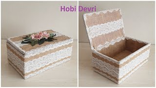 Diy Making Box with Shoes Boxes and Jute,Diy Storage Basket,Boxes Recycle, Ayakkabı Kutusu Süsleme