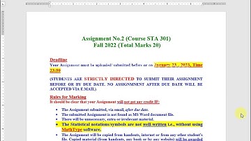 Sta301 Assignment 2 Fall 2023 with solution file 100% Correct