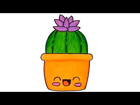 Como Desenhar UM CACTO APAIXONADO KAWAII - Desenho Fofo 