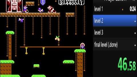 Donkey Kong Jr  Game A Speedrun  in 1:58.57  RTA
