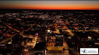 Greensboro NC - 4K Drone Hyperlapse Video - Autumn Morning Twilight Downtown