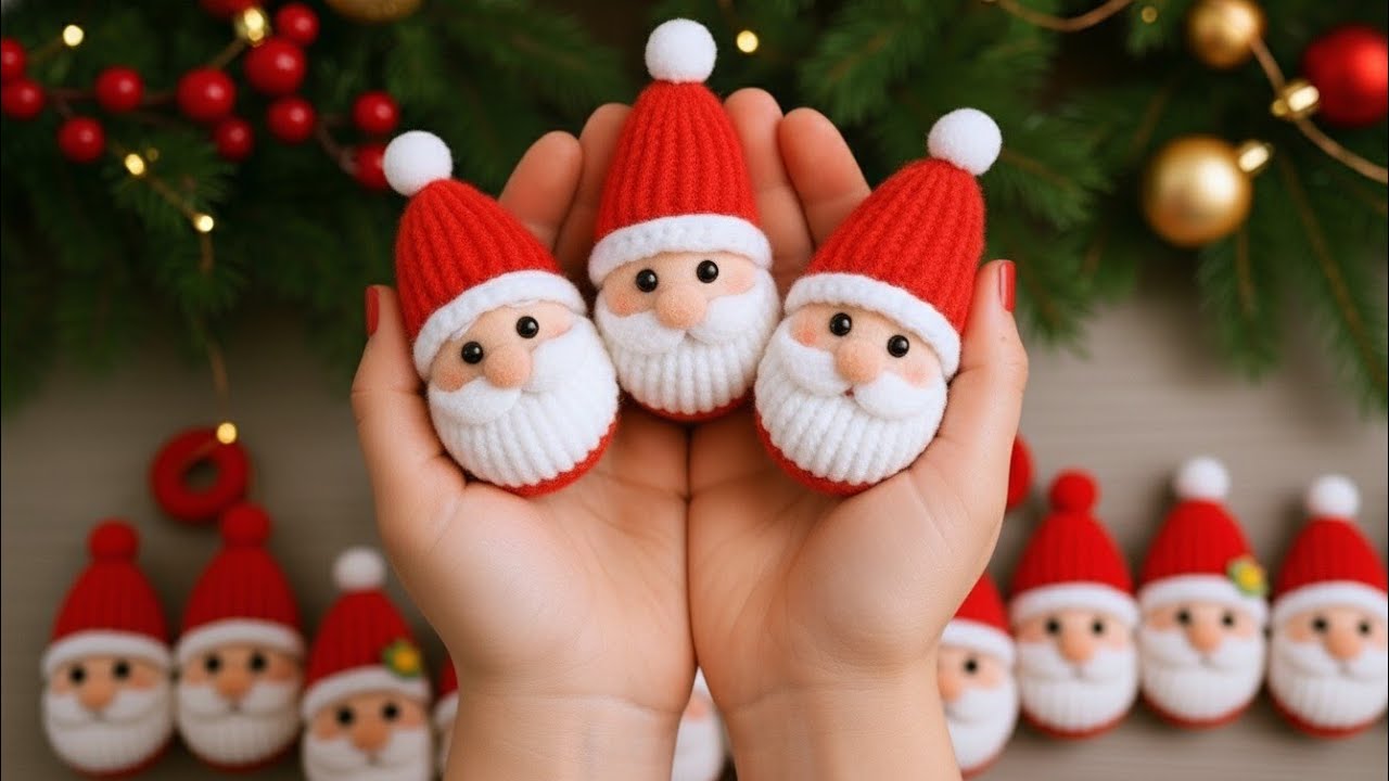 Santa Claus keychain making with two Hair Rubber 🎅 super easy Step by Step🎄Christmas DIY