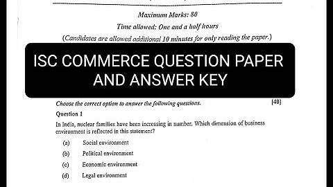 CLASS 12 ISC | Commerce Solution | QUESTION PAPER WITH ANSWER KEY| SEMESTER 1| 2021-22