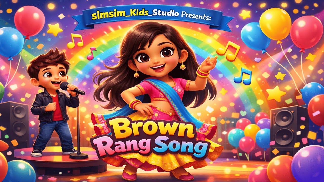 Brown Rang Kids Song | Cute 3D Cartoon Dance | Hindi Rhymes | Simsim Kids Studio