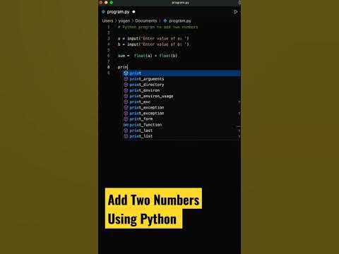 Python program to add two numbers #shorts #coding #programming - YouTube image.