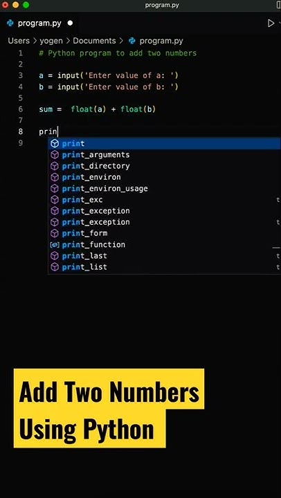 Python program to add two numbers #shorts #coding #programming - YouTube