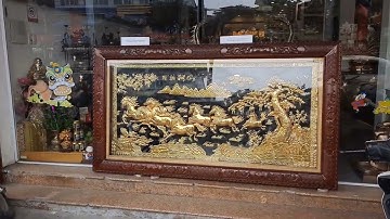 Tranh mã đáo thành công bằng đồng dát vàng
