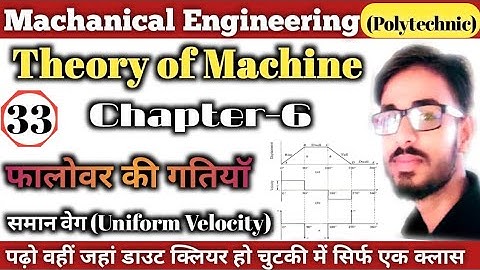 Motion of follower /Theory of machine /chapter-6 cam and flowers /uniform velocity /type of follower