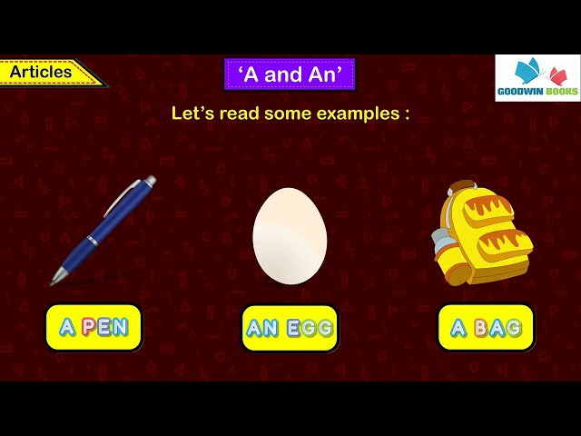 GOODWIN ENGLISH GRAMMAR CLASS 3 | CHAPTER 7 | Articles | English Grammar| CBSE