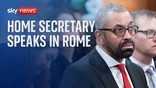 Watch live: Home Sec James Cleverly in Rome talking on stemming illegal migration from North Africa