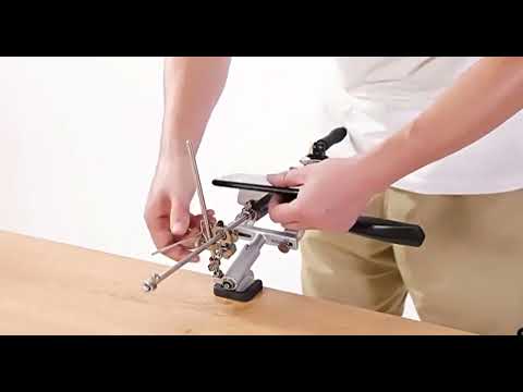 Точилка, верстат для заточування ножів Ruixin PRO RX-009 на струбцині 360° поворотний механізм 4 камені, відео 1