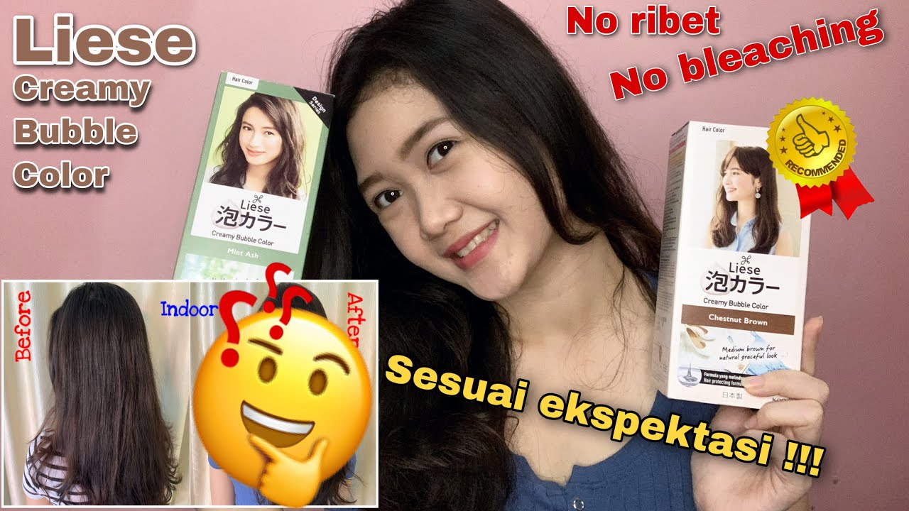 CAT RAMBUT SENDIRI NO RIBET NO BLEACHING | LIESE CHESTNUT BROWN MINT ASH | HAIR COLORING