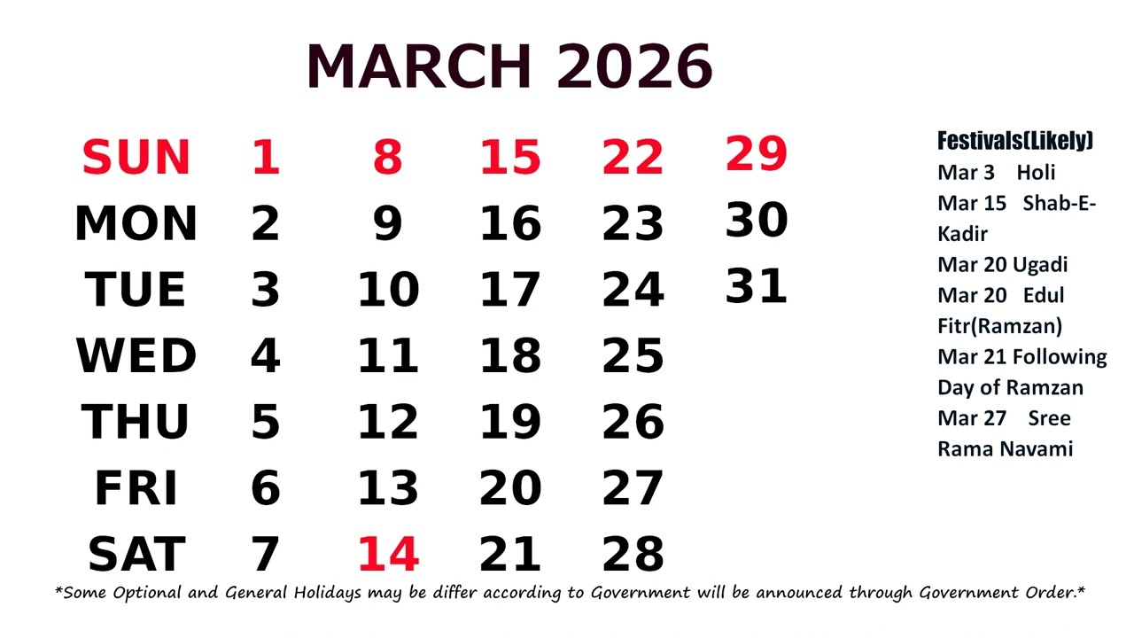 March Calendar  - YouTube