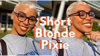 How To: Dye + Style My Short Blonde Pixie Cut | Finger Waves | Short Curly Hair | TWA