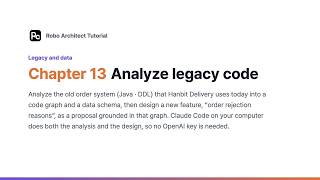 Robo Architect Tutorial · Chapter 13 · Analyze legacy code