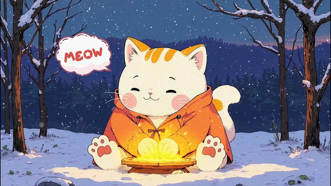 Cozy Winter Lofi Beats ❄️ | Cute Cat Chillhop for Study, Relax & Sleep