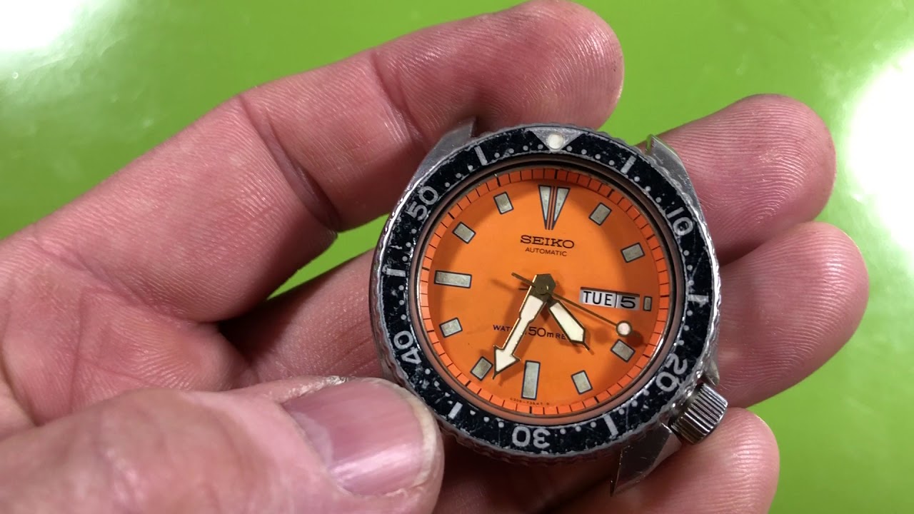 For BTS: Seiko 6309-729B orange dialed diver - YouTube