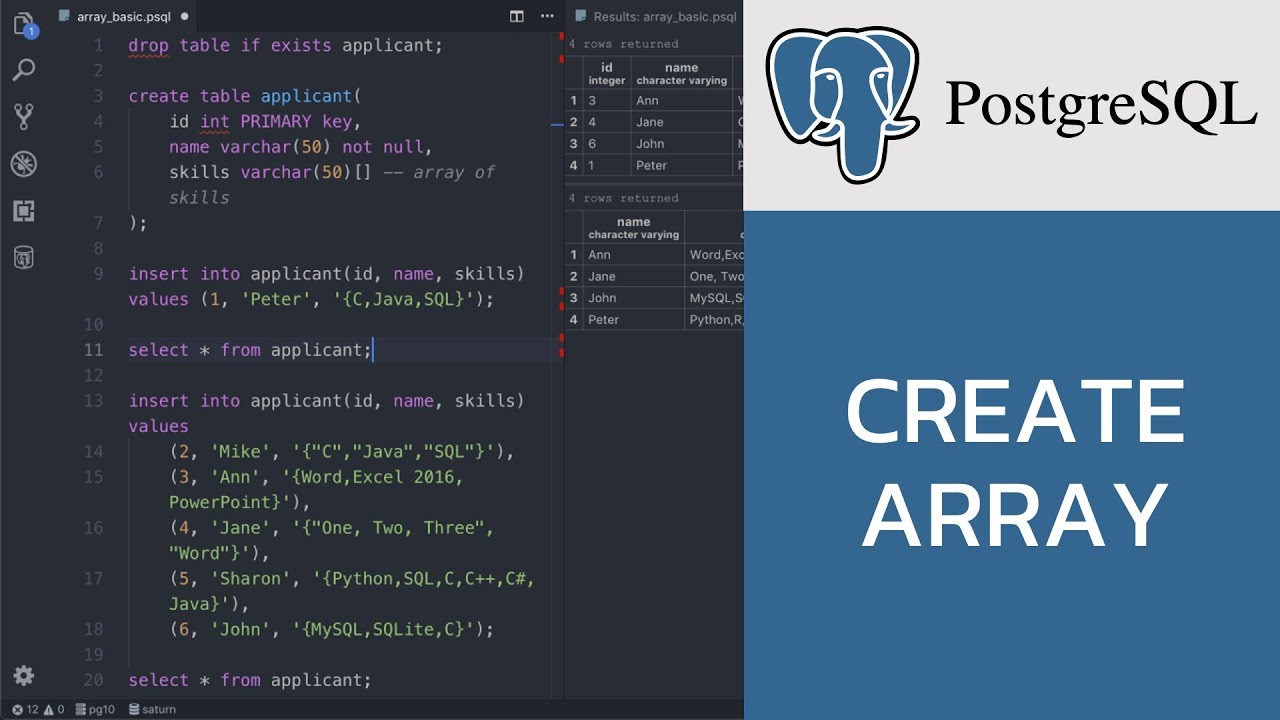 เธชเธญเธ PostgreSQL: เธเธฒเธฃเธชเธฃเนเธฒเธเธเธญเธฅเธฑเธกเธเนเธเธตเนเนเธเนเธ array (เนเธเนเธเธเนเธฒเนเธเนเธซเธฅเธฒเธขเธเนเธฒ) - YouTube